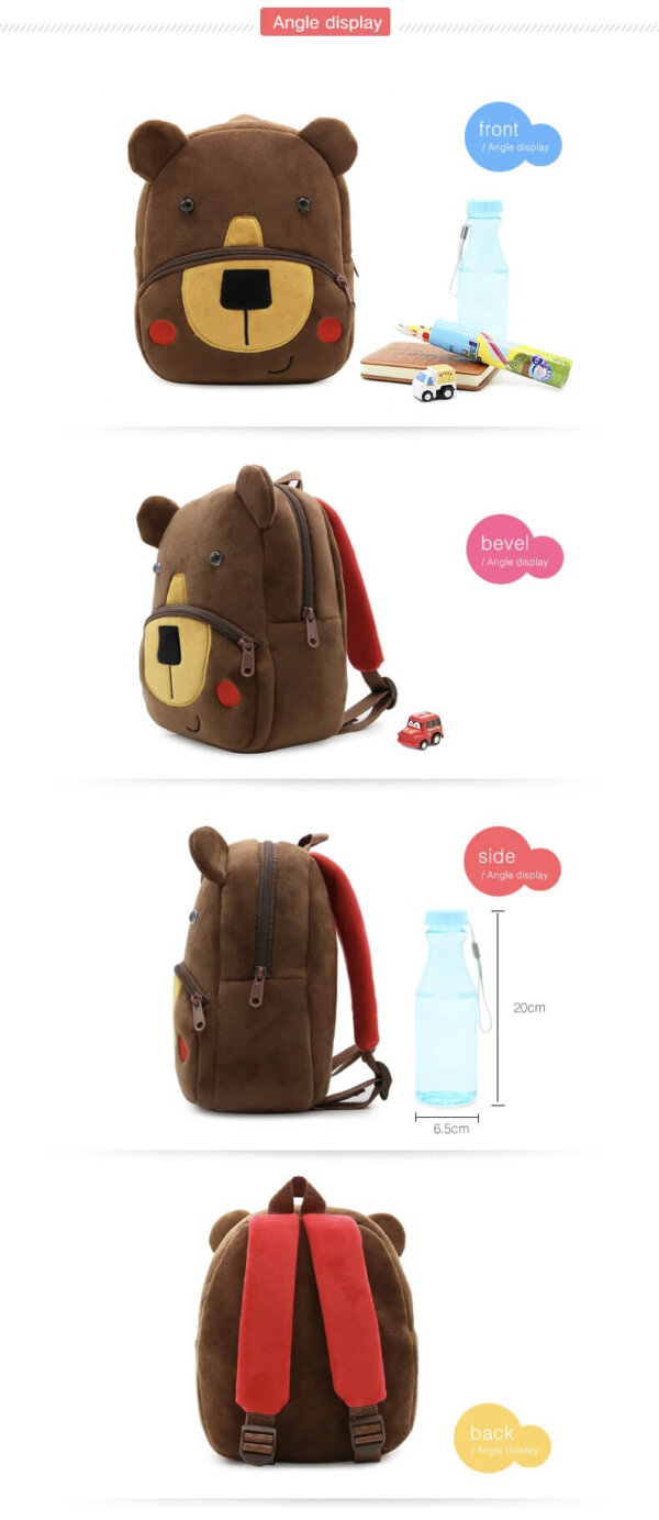 Cute Coffee bear Plush Toddler Backpack 10