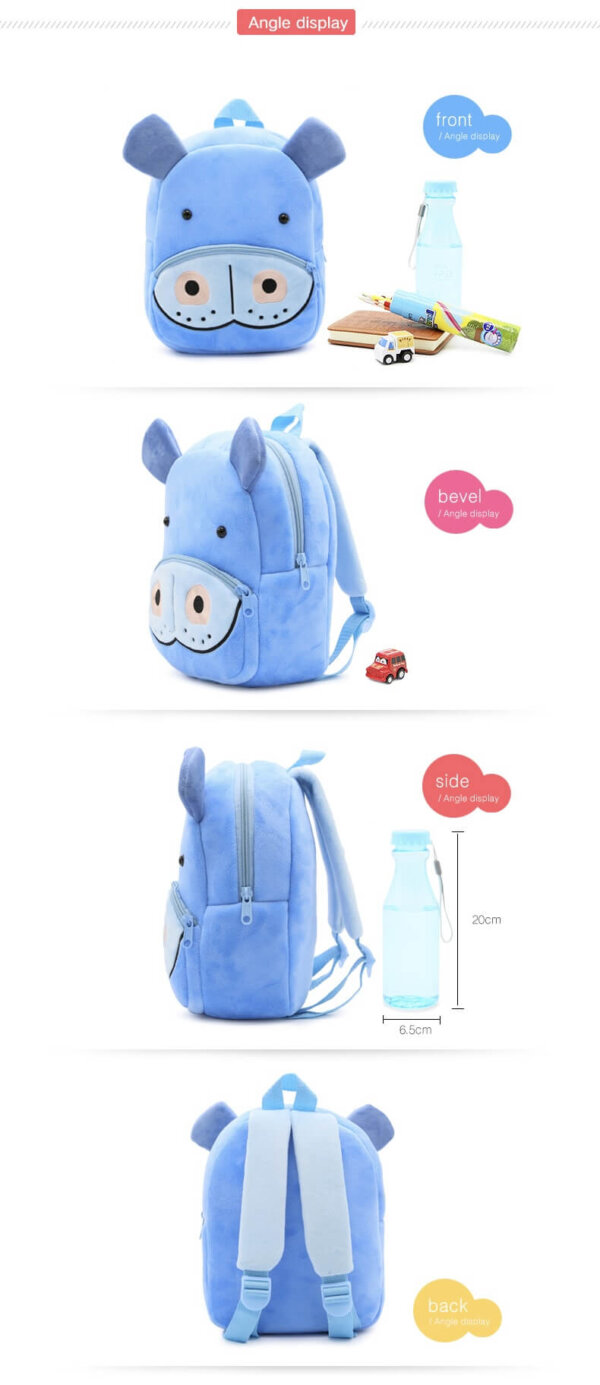 Hippo Plush Toddler Backpack for Kids 10