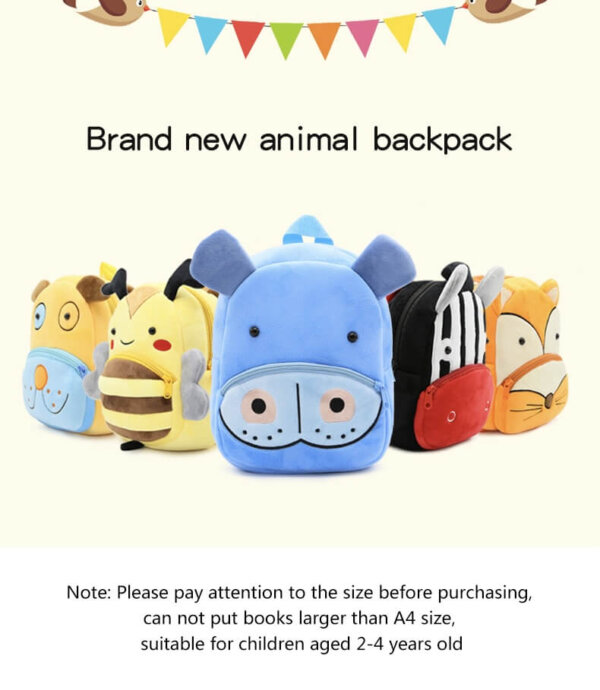 Hippo Plush Toddler Backpack for Kids 8