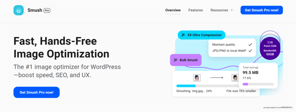 Smush Pro外贸网站图片压缩工具