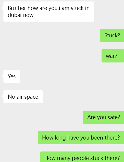 客户被困在迪拜境内无法离开，领空全面禁飞